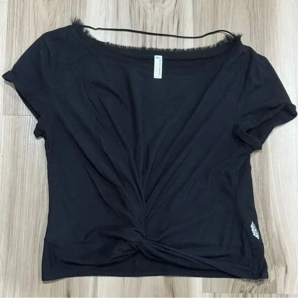 Free People Movement Run in the Sun Short Sleeve T Shirt Black Women’s Medium